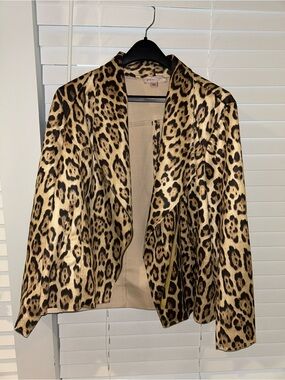 Philosophy Leopard Print Draped Jacket - Tan & Black